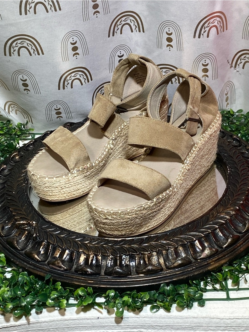 Coconuts by Matisse Tan Suede Espadrille Wedge Sandals